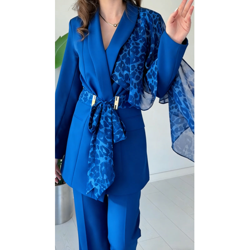 š„Limited-time offer-Women's Leopard Accent Blazer & Pants Set