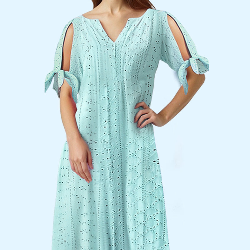 👗50% OFF NOW! 💃 Women's Elegant V-Neck Hollow-Out Solid Dress – Flattering cut, breathable fabric & perfect for summer parties or date nights ✨
