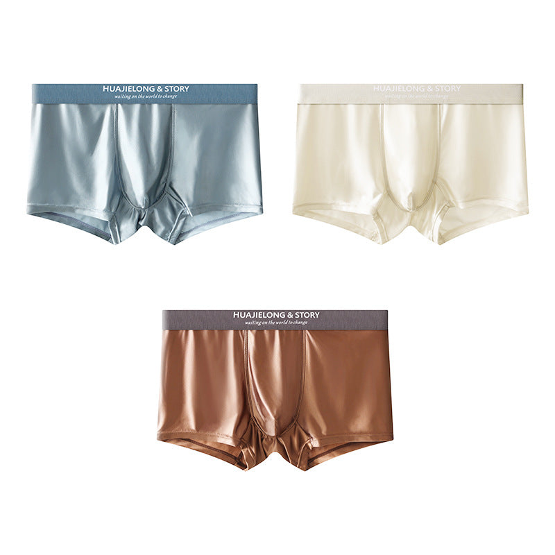 Elegant Silk Men's Ice Silk Underwear Mulberry Silk Antimicrobial Men's Boxer Briefs