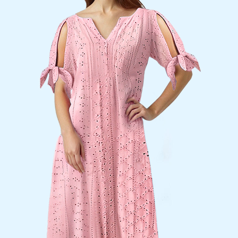 👗50% OFF NOW! 💃 Women's Elegant V-Neck Hollow-Out Solid Dress – Flattering cut, breathable fabric & perfect for summer parties or date nights ✨