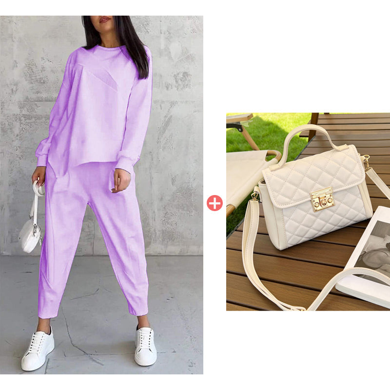 ⏰ Now only 50% off!🔥Women's Irregular Hem Top & Casual Pants Set