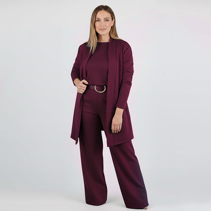 ⏳Time-Limited Special⏰Elegant 3-piece set including long cardigan, top and pants💞