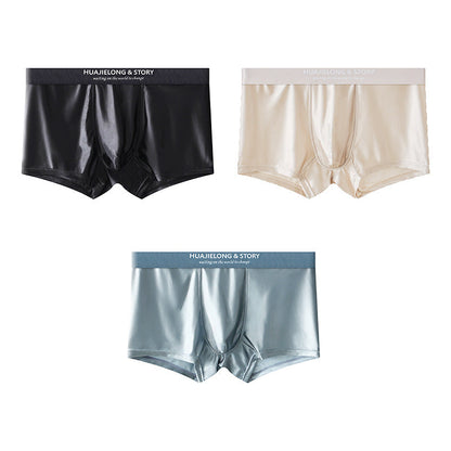 Elegant Silk Men's Ice Silk Underwear Mulberry Silk Antimicrobial Men's Boxer Briefs