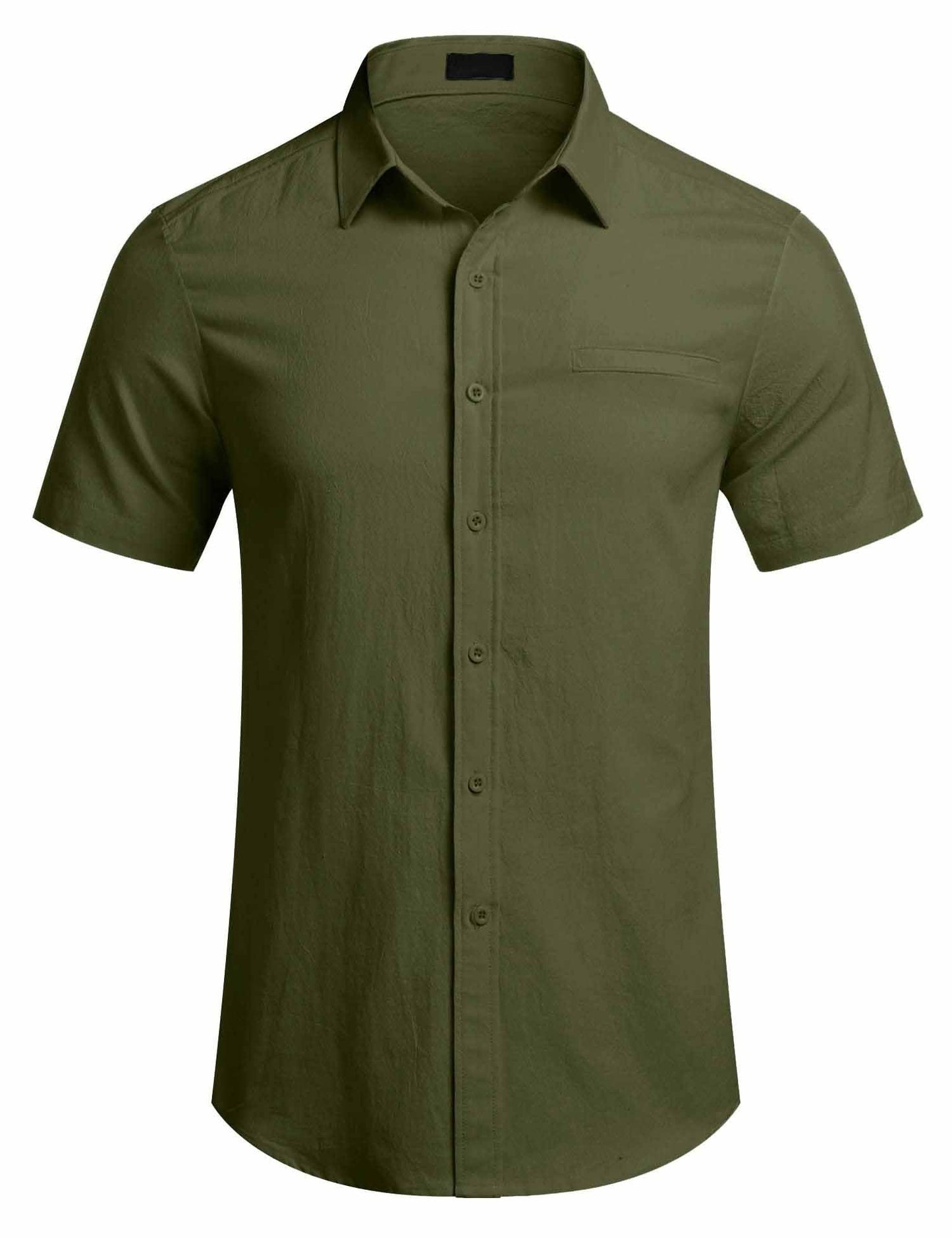Men's Fake Pocket Linen Shirt Short Sleeve Button Up Shirt Summer Beach Hawaiian Shirt