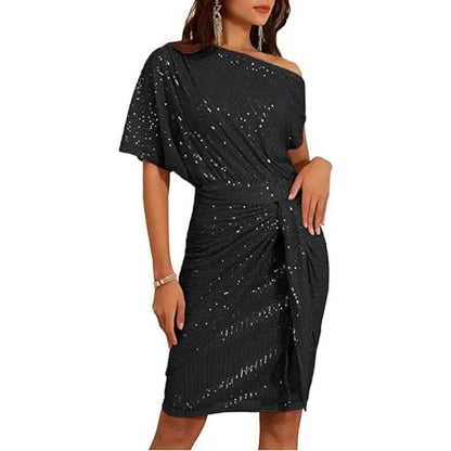 💃Last Day Sales 60% OFF🎉Sparkly One-Shoulder Ruched Dress