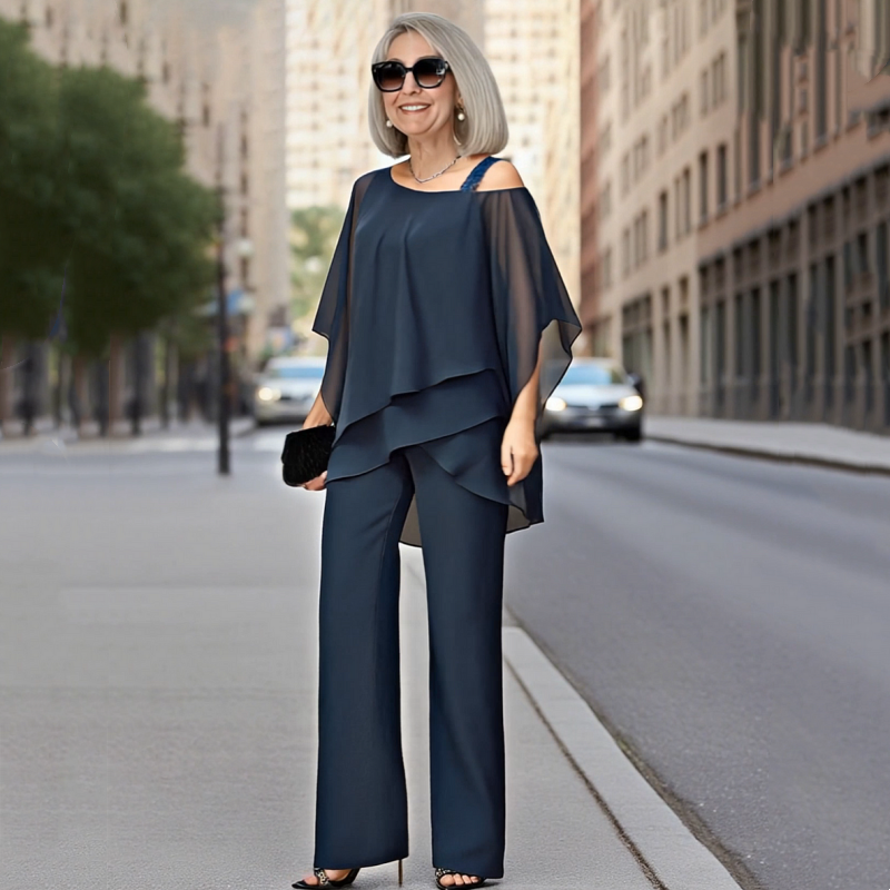⏳Limited-time 50% off⏰Women’s Irregular Chiffon Tops ＆ Wide-Leg Pants 2-Piece Set👚👖