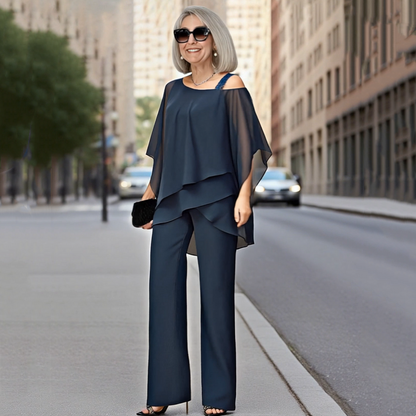 ⏳Limited-time 50% off⏰Women’s Irregular Chiffon Tops ＆ Wide-Leg Pants 2-Piece Set👚👖
