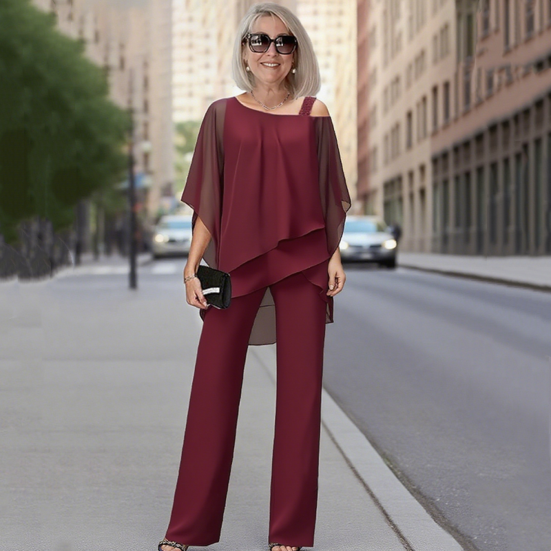 ⏳Limited-time 50% off⏰Women’s Irregular Chiffon Tops ＆ Wide-Leg Pants 2-Piece Set👚👖