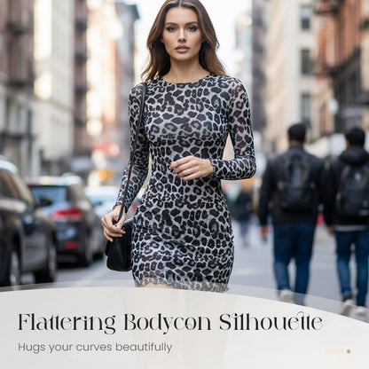 Women's Leopard Print Bodycon Mini Dress