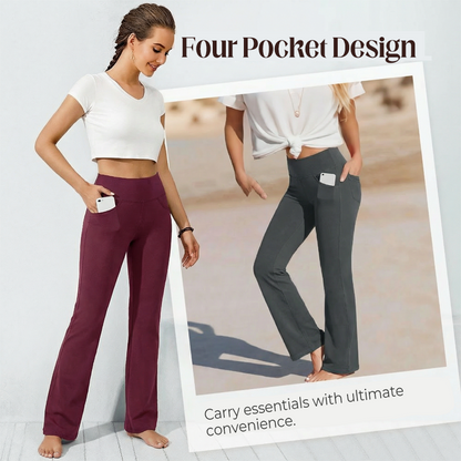 High Waisted Scrunch Butt Lifting Tummy Control Pocket Shaping Yoga Bootcut Leggings