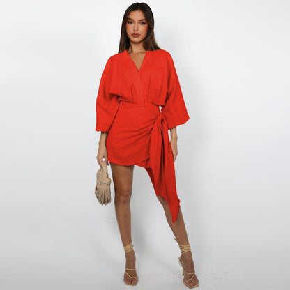 🎁New arrival 50% OFF💥Women's V-Neck Wrap Dress
