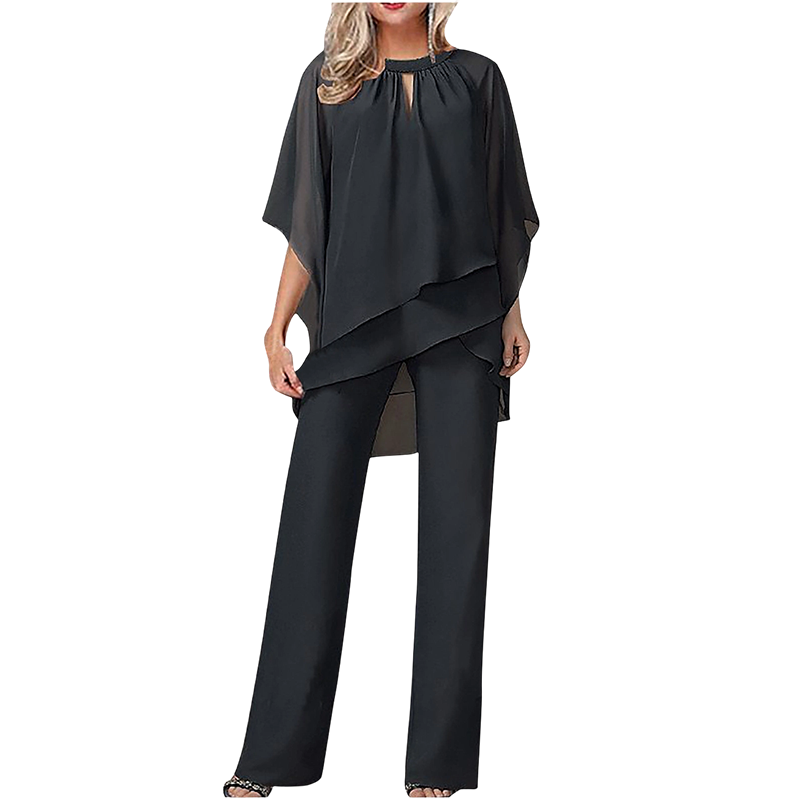 Elegant Asymmetrical Two-Piece Pant Set