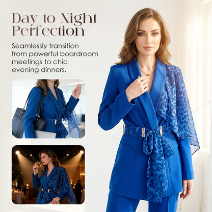🔥Limited-time offer-Women's Leopard Accent Blazer & Pants Set