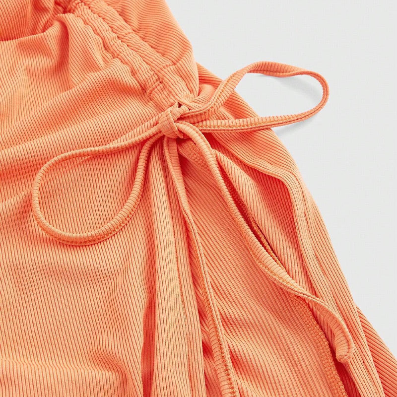 Vestido Tanque con Aberturas Laterales con Cordón Fruncido